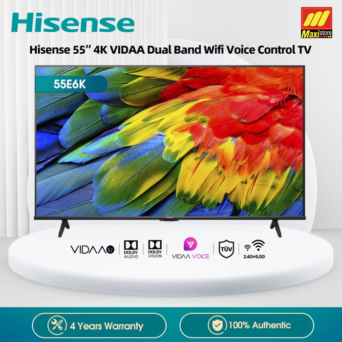 HISENSE 55E6K 55 Inch 4K UHD VIDAA Smart LED TV – Maxi Store Online