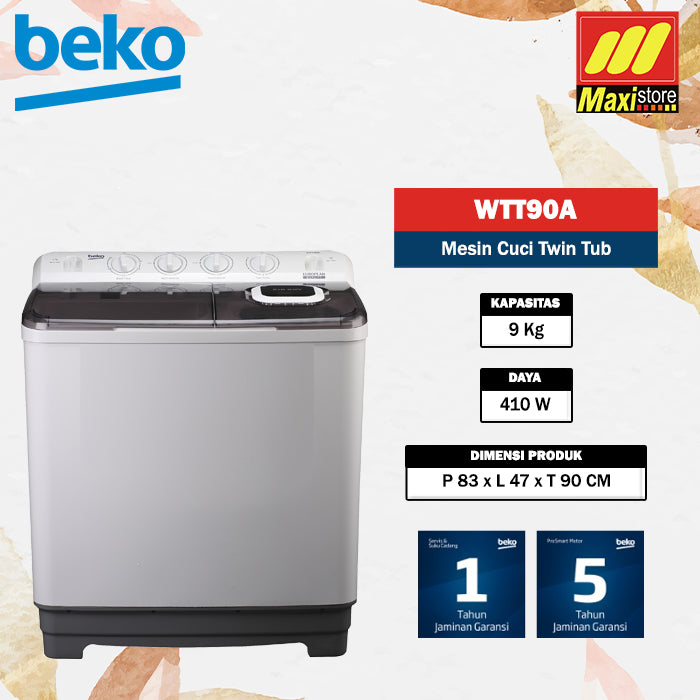 BEKO WTT90A Mesin Cuci Twin Tub [9 Kg] 2 Tabung Semi-Otomatis – Maxi ...